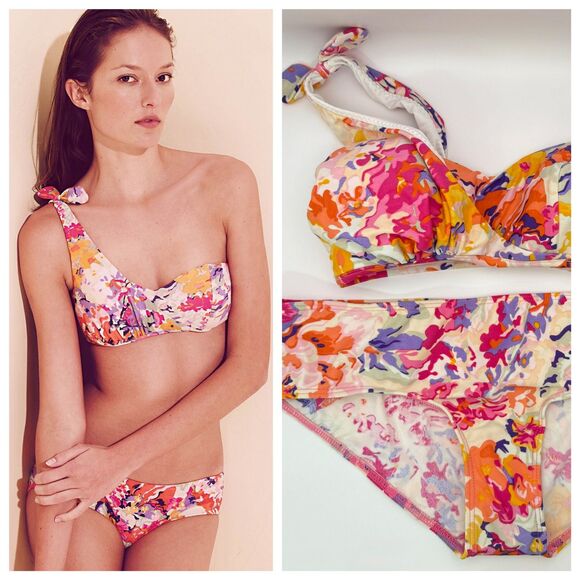 NWT Zimmermann Chelsea Tarzan One Shoulder Floral Bikini - Top 6 Bottoms 10 - Picture 1 of 12